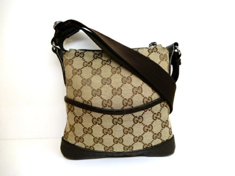 Gucci Bag Shoulder GG Canvas Leather Beige Cream